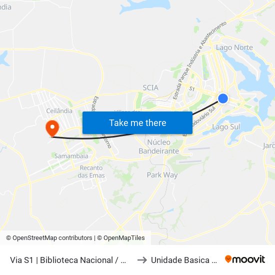 Via S1 | Biblioteca Nacional / Museu Nacional / SESI LAB to Unidade Basica De Saúde 16/20 map