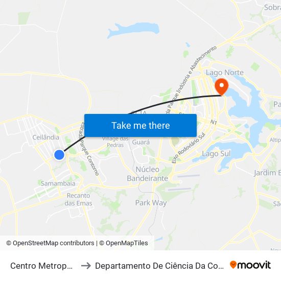 Centro Metropolitano to Departamento De Ciência Da Computação map