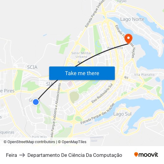 Feira to Departamento De Ciência Da Computação map