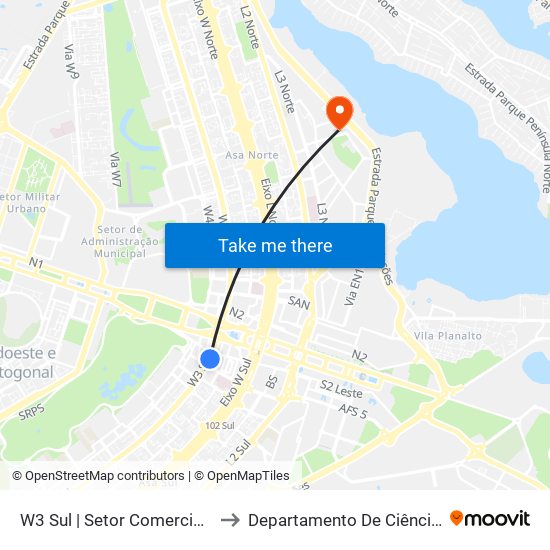 W3 Sul | Setor Comercial Sul / Pátio Brasil to Departamento De Ciência Da Computação map