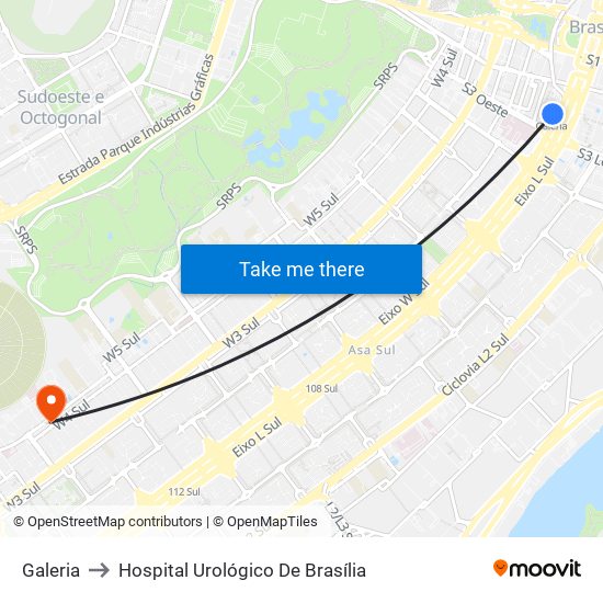 Galeria to Hospital Urológico De Brasília map