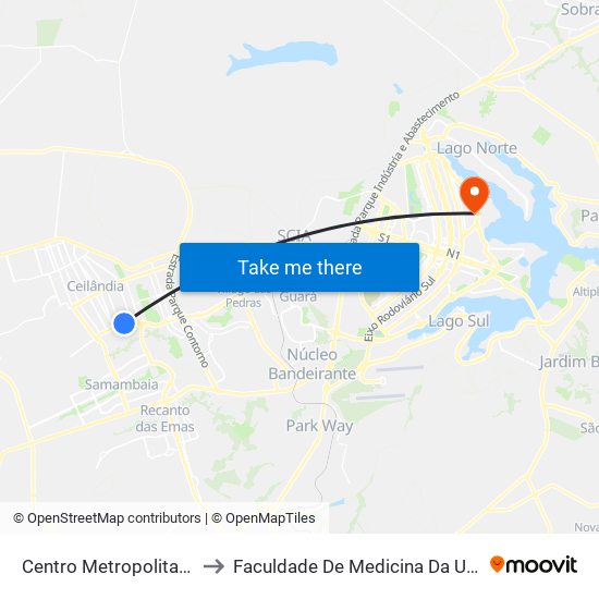 Centro Metropolitano to Faculdade De Medicina Da UnB map