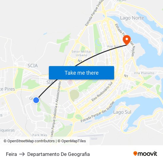 Feira to Departamento De Geografia map