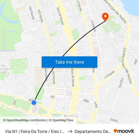 Via N1 | Feira Da Torre / Eixo Ibero-Americano to Departamento De Geografia map