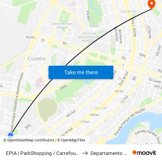 EPIA | ParkShopping / Carrefour / Rod. Interestadual to Departamento De Geografia map