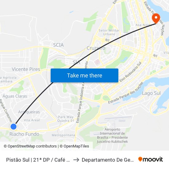 Pistão Sul | Qs 9 (21ª Dp / Café Do Sítio) to Departamento De Geografia map