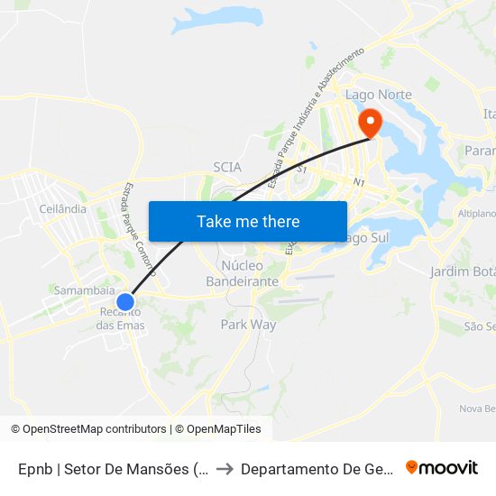Epnb | Setor De Mansões (Qd. 17) to Departamento De Geografia map