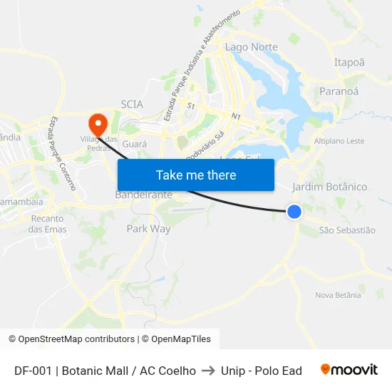 DF-001 | Botanic Mall / AC Coelho to Unip - Polo Ead map
