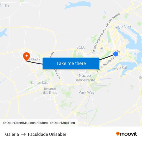Galeria to Faculdade Unisaber map