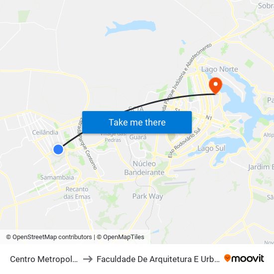 Centro Metropolitano to Faculdade De Arquitetura E Urbanismo map