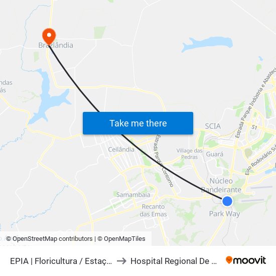EPIA | Floricultura / Estação BRT Park Way to Hospital Regional De Brazlândia -Hrbz map