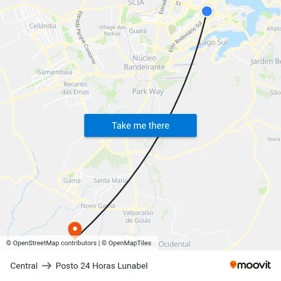 Central to Posto 24 Horas Lunabel map