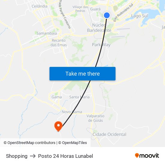 Shopping to Posto 24 Horas Lunabel map