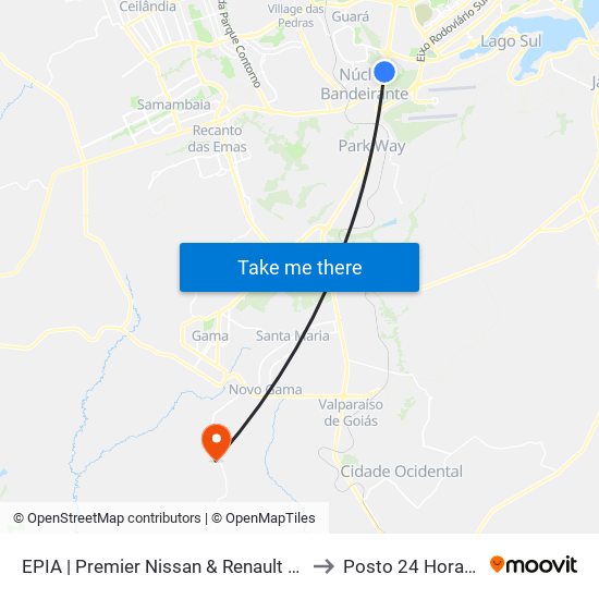 EPIA | Premier Nissan & Renault / Motel Park Way to Posto 24 Horas Lunabel map