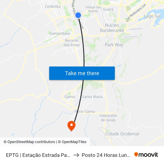 EPTG | Estação Estrada Parque to Posto 24 Horas Lunabel map