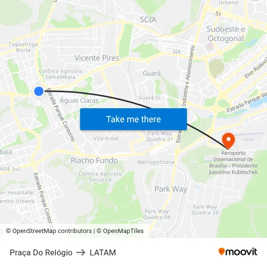 Praça Do Relógio to LATAM map