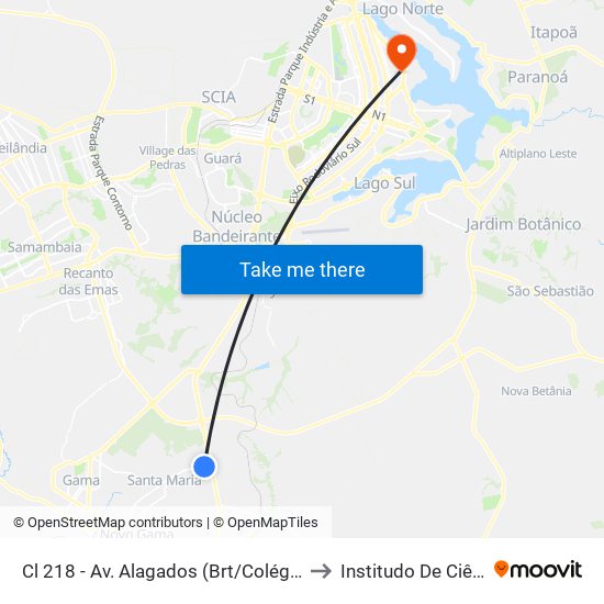 Cl 218 - Av. Alagados (Brt/Colégio Santa Maria/N.S.Aparecida) to Institudo De Ciências Biológicas map
