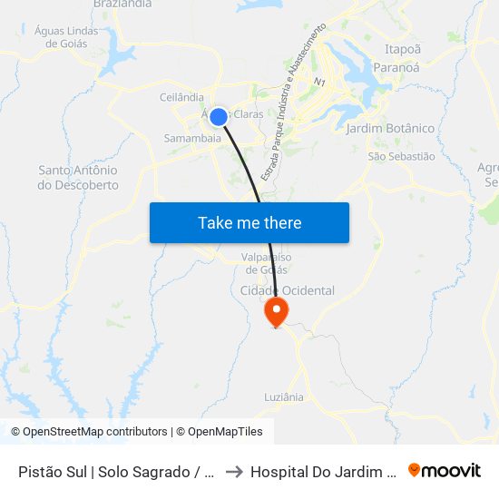 Pistão Sul | Solo Sagrado / Ceub to Hospital Do Jardim Ingá map