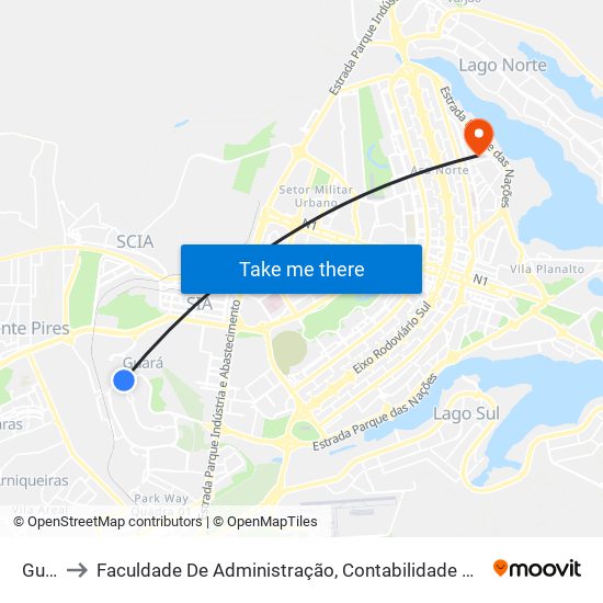 Guará to Faculdade De Administração, Contabilidade E Economia (Face) map