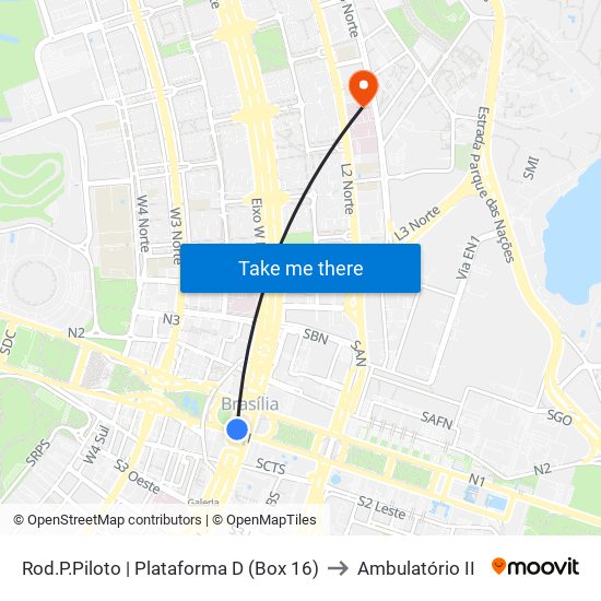 Rod.P.Piloto | Plataforma D (Box 16) to Ambulatório II map