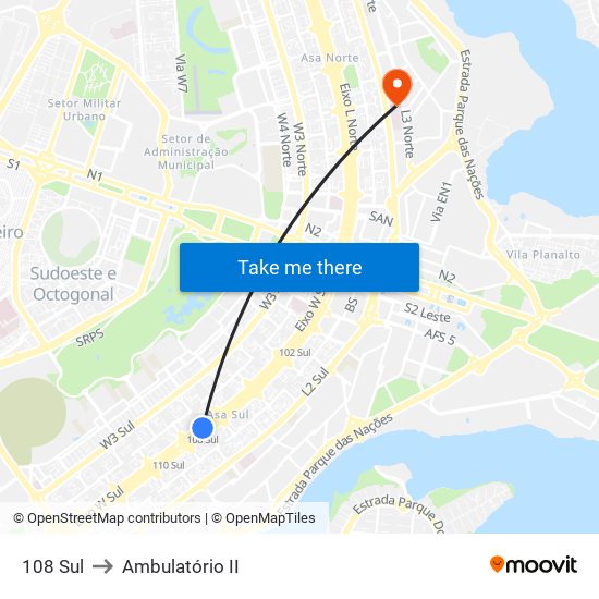 108 Sul to Ambulatório II map