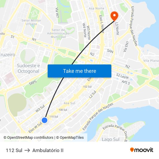 112 Sul to Ambulatório II map