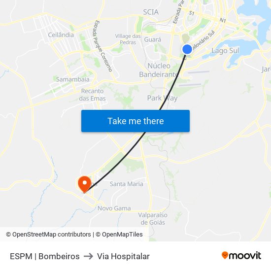 ESPM | Bombeiros to Via Hospitalar map