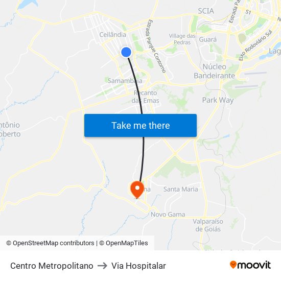 Centro Metropolitano to Via Hospitalar map