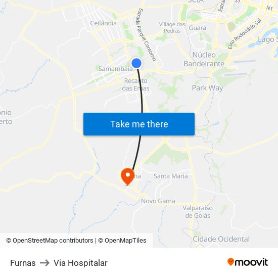 Furnas to Via Hospitalar map