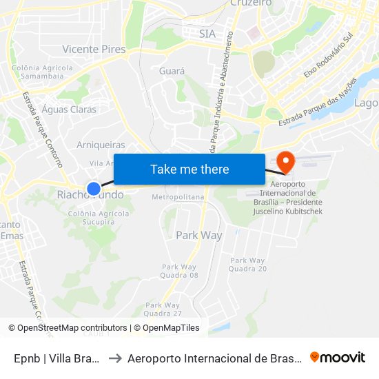 Epnb | Villa Brasil / Fogo Campeiro / Sim Sem Hora to Aeroporto Internacional de Brasília / Presidente Juscelino Kubitschek (BSB) (Aeroporto Internaciona map