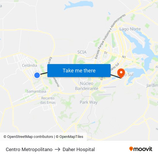 Centro Metropolitano to Daher Hospital map