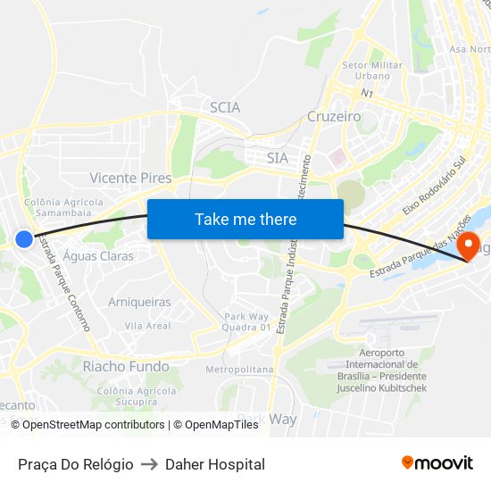 Praça Do Relógio to Daher Hospital map