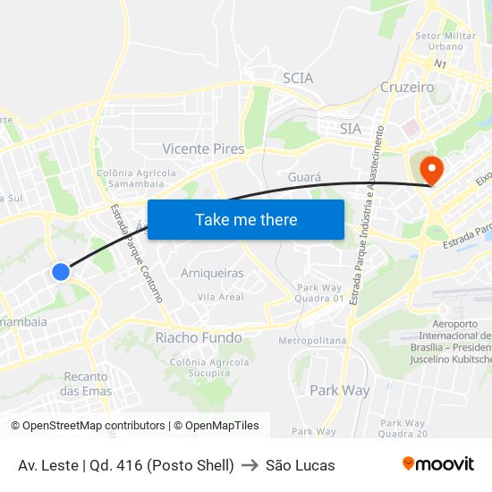 Av. Leste | Qd. 416 (Posto Shell) to São Lucas map