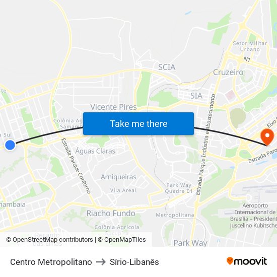 Centro Metropolitano to Sírio-Libanês map