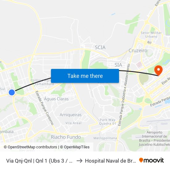Via Qnj-Qnl | Qnl 1 (Ubs 3 / Ced 6) to Hospital Naval de Brasília map