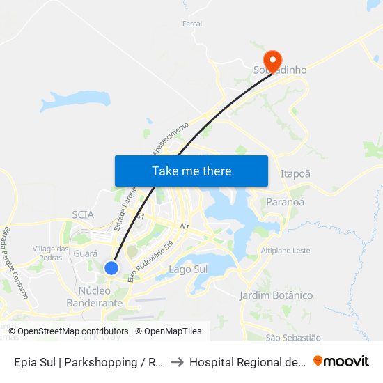 EPIA | ParkShopping / Rod. Interestadual / Assaí to Hospital Regional de Sobradinho (HRSo) map