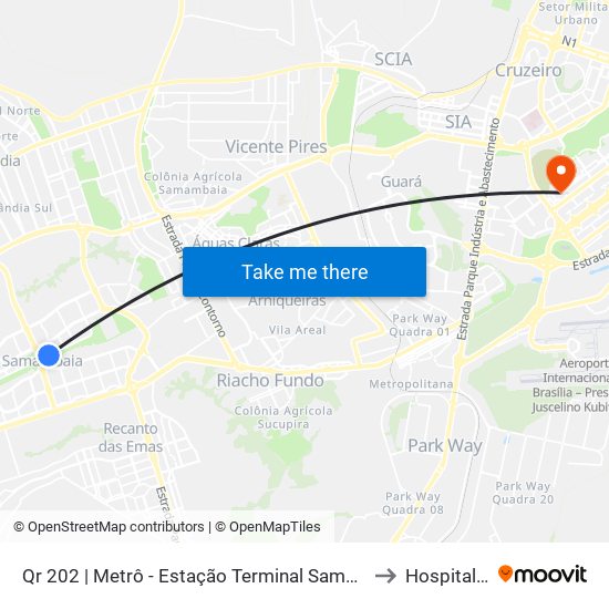 Qr 202 | Metrô - Estação Terminal Samambaia (Lado Oposto) to Hospital Pacini map