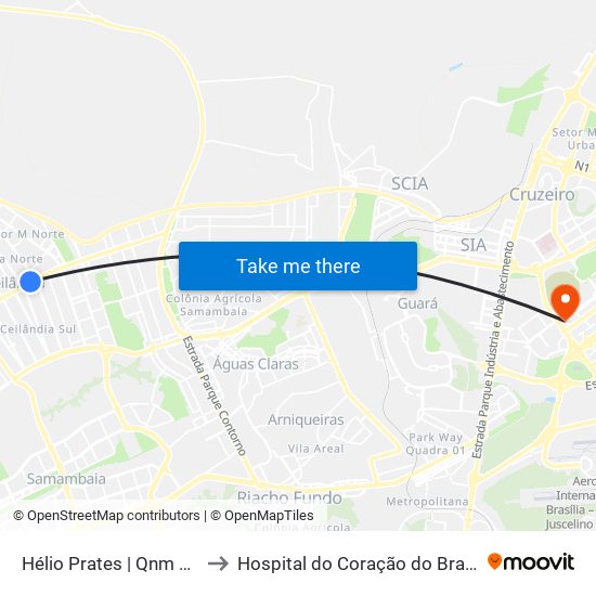 Hélio Prates | Qnm 18 (Hrc) to Hospital do Coração do Brasil (HCBr) map