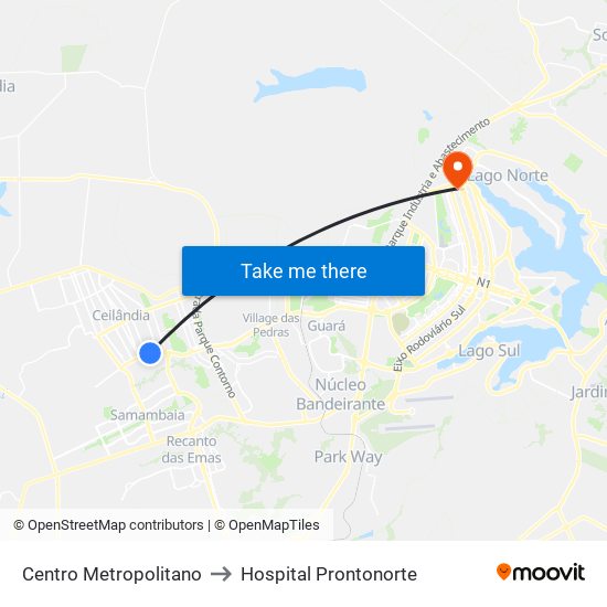 Centro Metropolitano to Hospital Prontonorte map