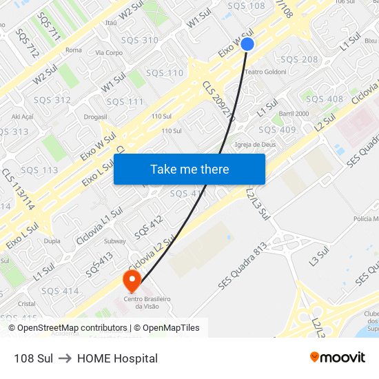 108 Sul to HOME Hospital map