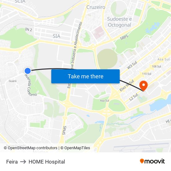 Feira to HOME Hospital map