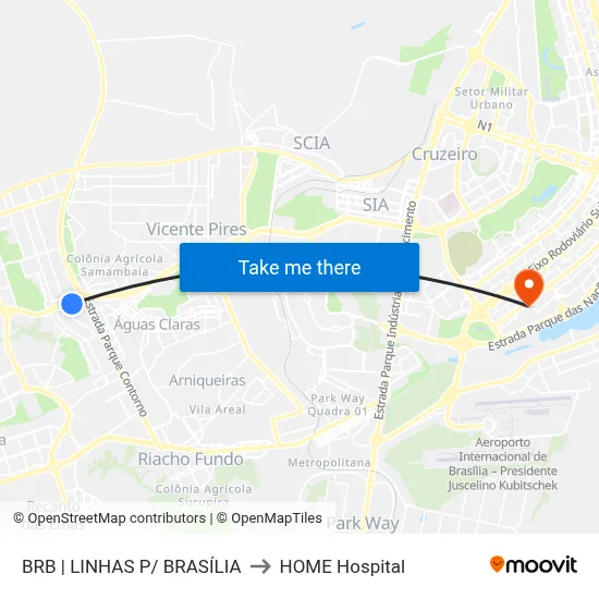 BRB | LINHAS P/ BRASÍLIA to HOME Hospital map