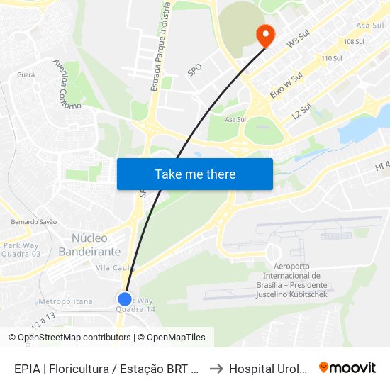 EPIA | Floricultura / Estação BRT Park Way to Hospital Urológico map