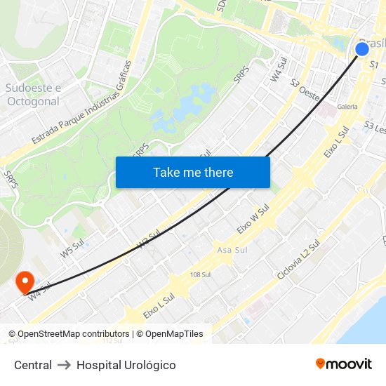 Central to Hospital Urológico map