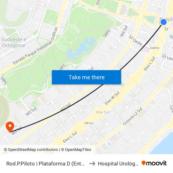 Rod.P.Piloto | Plataforma D (SEMIURBANO) to Hospital Urológico map