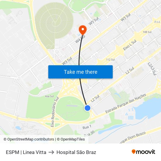 ESPM | Linea Vitta to Hospital São Braz map