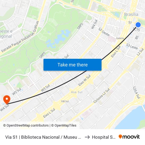 Via S1 | Biblioteca Nacional / Museu Nacional / SESI LAB to Hospital São Braz map