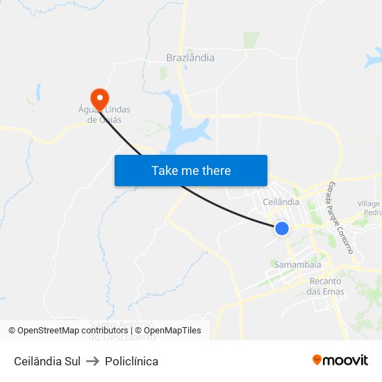 Ceilândia Sul to Policlínica map