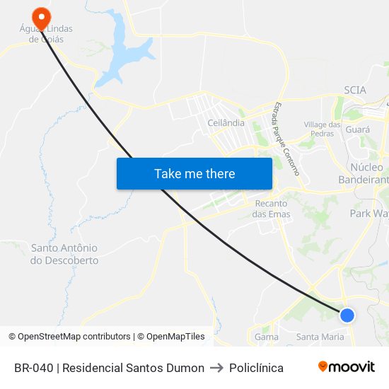 BR-040 | Residencial Santos Dumon to Policlínica map