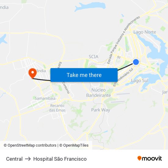 Central to Hospital São Francisco map